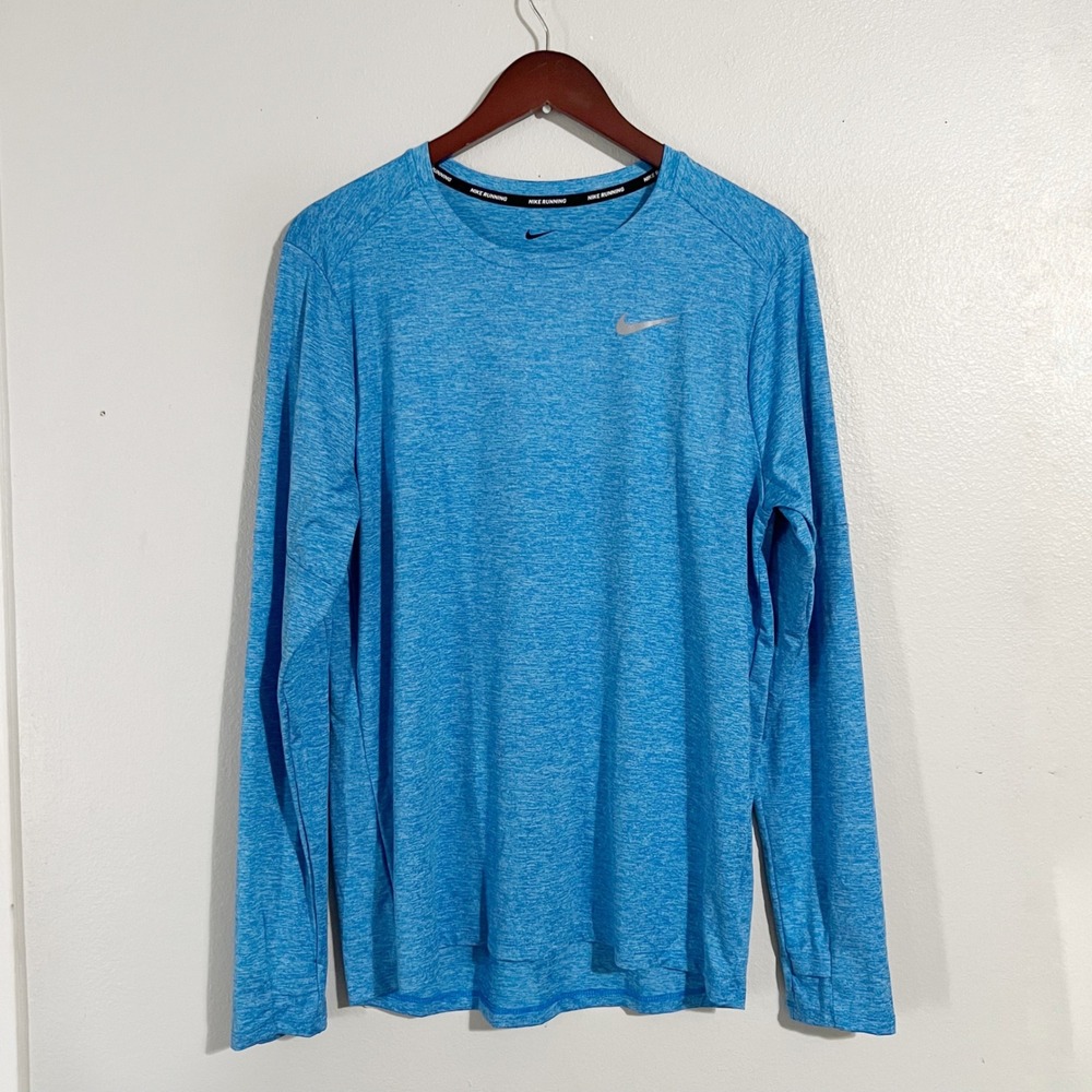 Nike Mens Dri-FIT Running Long Sleeve Shirt Blue Heather Size M NWT